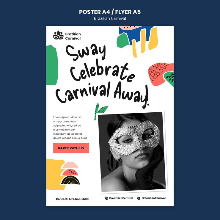 PSD gratuit modèle d'affiche de carnaval brésilien