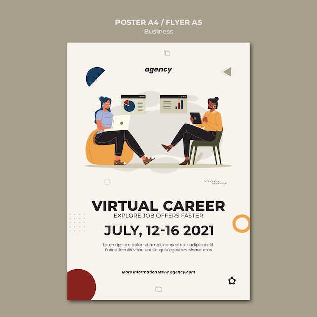 Modèle d'affiche de carrière virtuelle