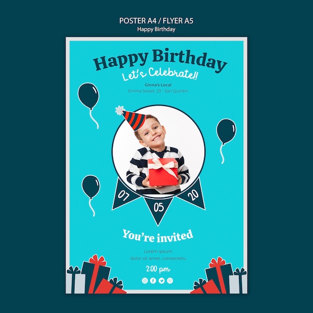 PSD gratuit modèle d'affiche de célébration d'anniversaire