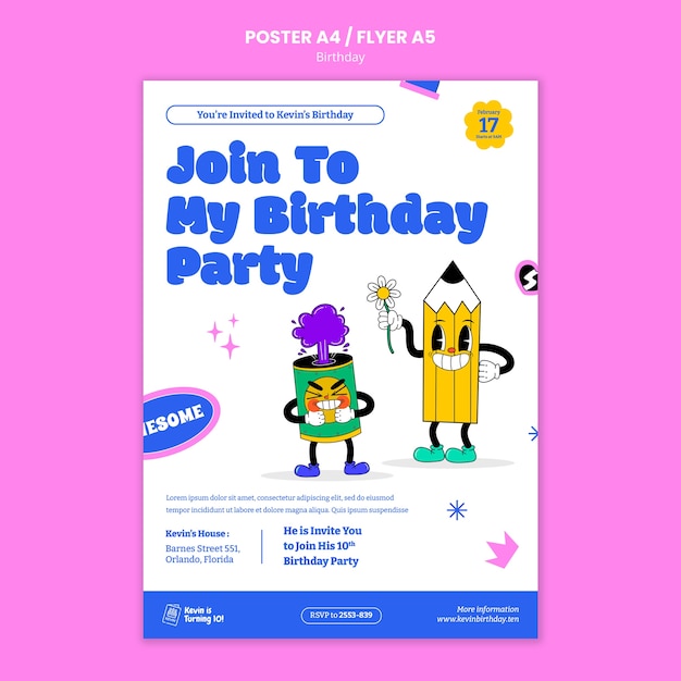 PSD gratuit modèle d'affiche de célébration d'anniversaire