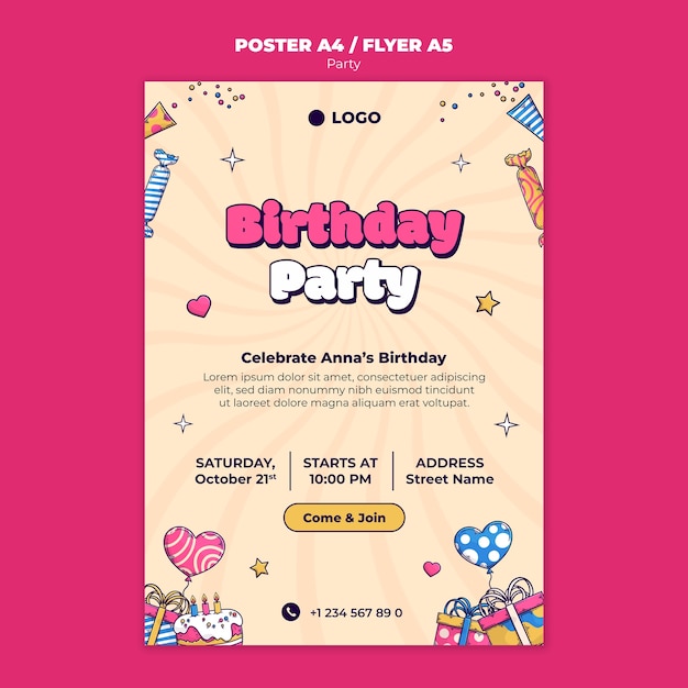 Modèle d'affiche de célébration d'anniversaire