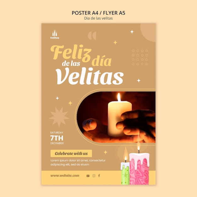 PSD gratuit modèle d'affiche de célébration de dia de las velitas