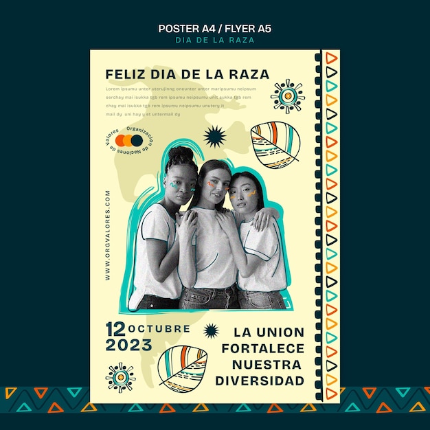 PSD gratuit modèle d'affiche de célébration de la dia de la raza