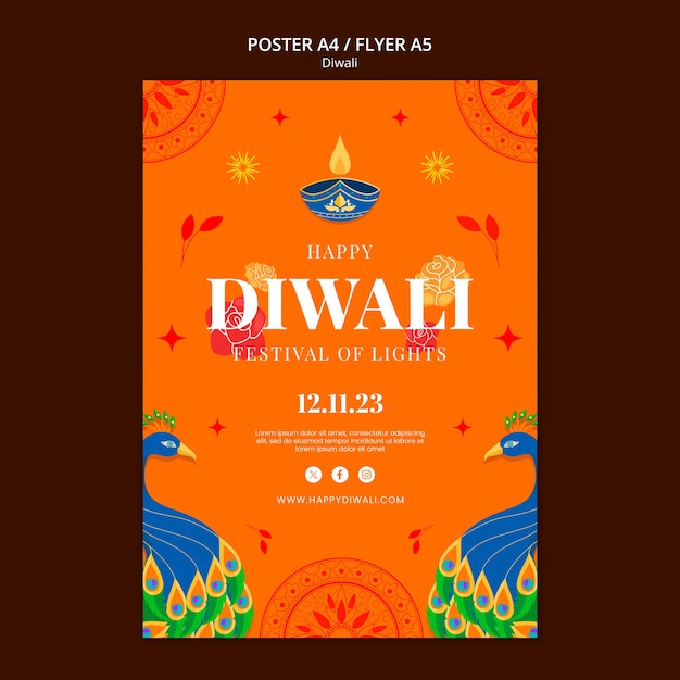 Modèle D'affiche De Célébration De Diwali