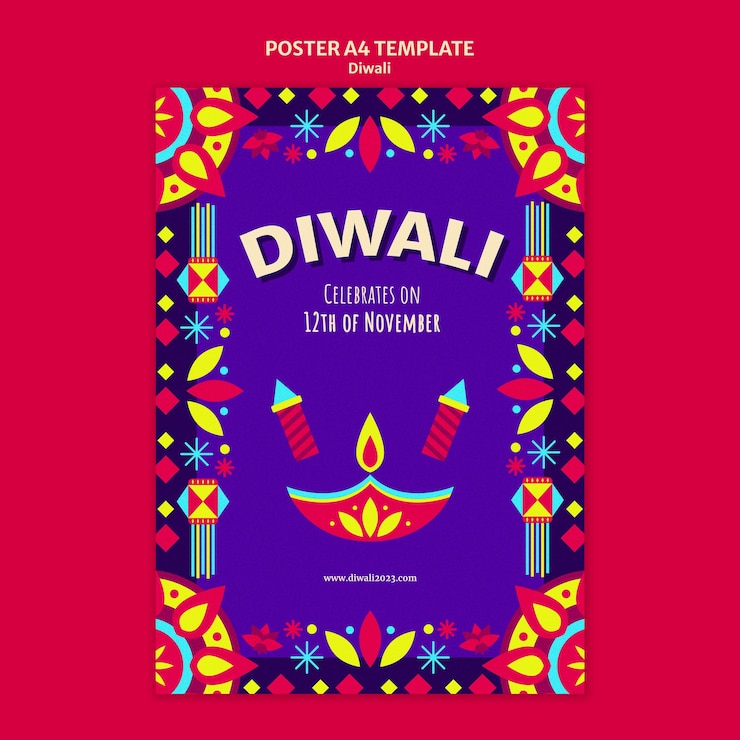 PSD gratuit modèle d'affiche de célébration de diwali