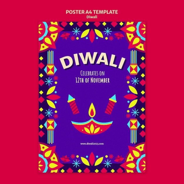 Modèle d'affiche de célébration de Diwali