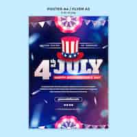 PSD gratuit modèle d'affiche de célébration du 4 juillet