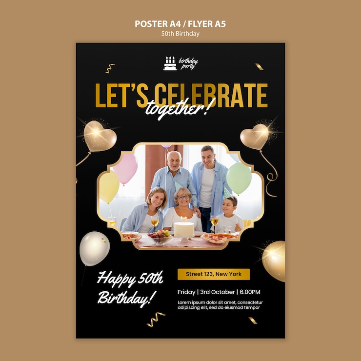 PSD gratuit modèle d'affiche de célébration du 50e anniversaire