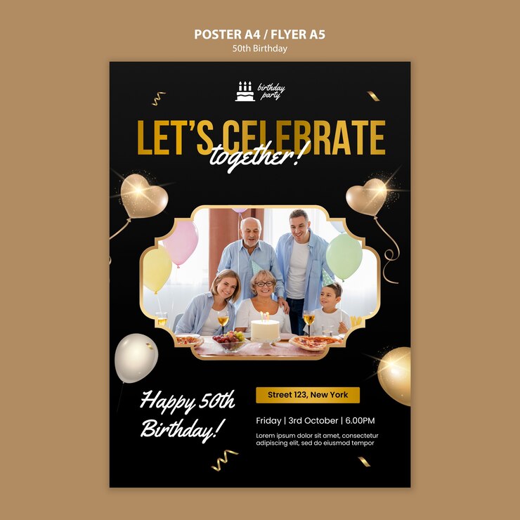 PSD gratuit modèle d'affiche de célébration du 50e anniversaire
