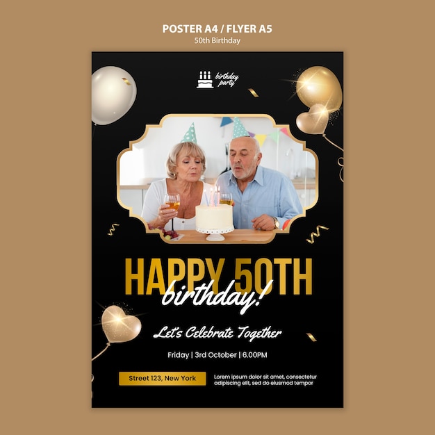 PSD gratuit modèle d'affiche de célébration du 50e anniversaire