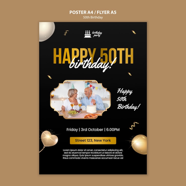 PSD gratuit modèle d'affiche de célébration du 50e anniversaire