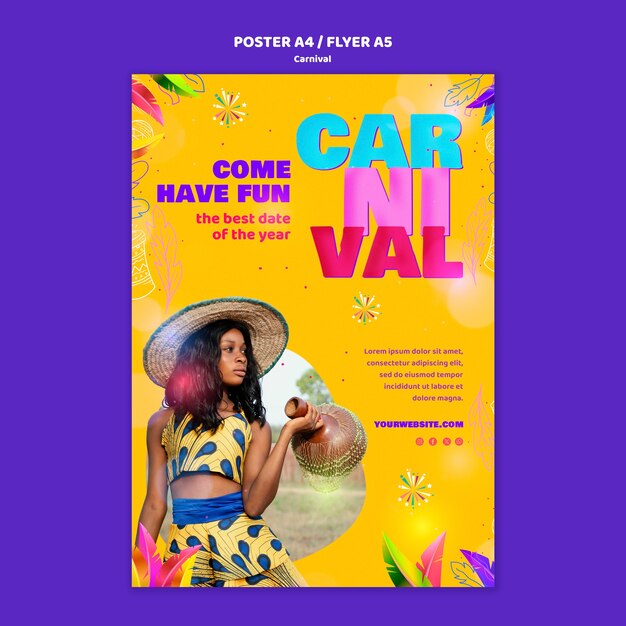 Modèle d'affiche de célébration du carnaval