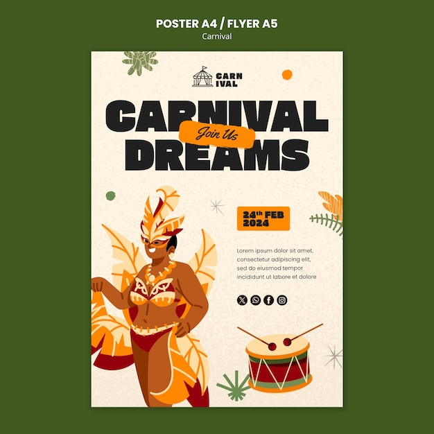 Modèle D'affiche De Célébration Du Carnaval