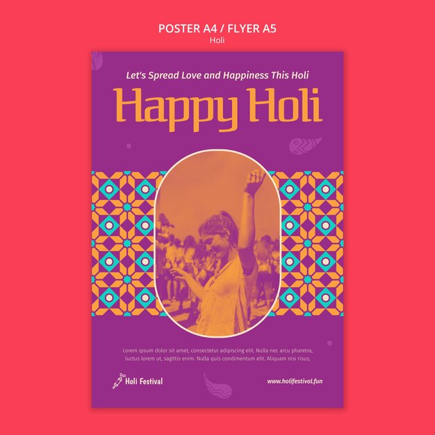 Modèle d'affiche de célébration du festival holi