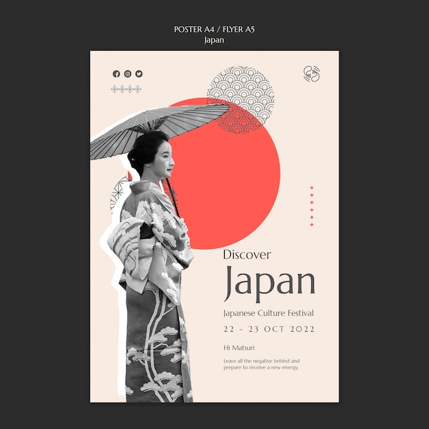 PSD gratuit modèle d'affiche de célébration du festival japonais