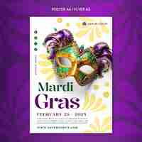 PSD gratuit modèle d'affiche de célébration du mardi gras