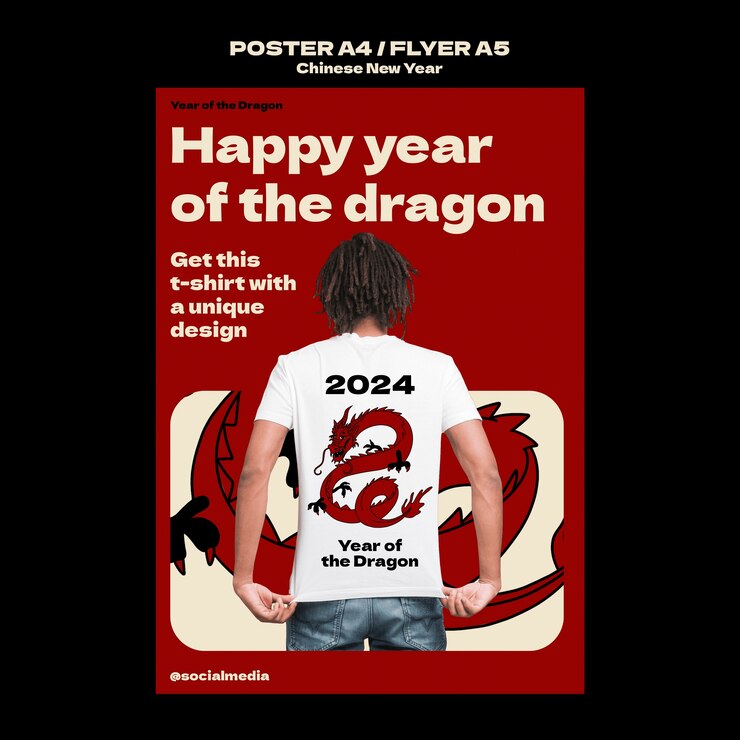 PSD gratuit modèle d'affiche de célébration du nouvel an chinois