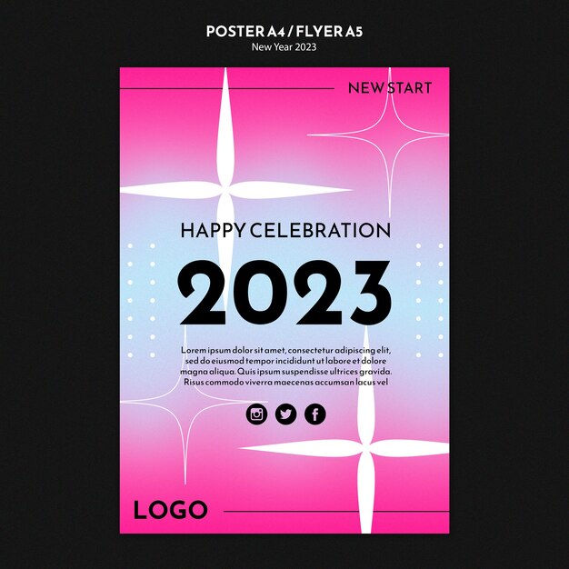 PSD gratuit modèle d'affiche de célébration du nouvel an glam