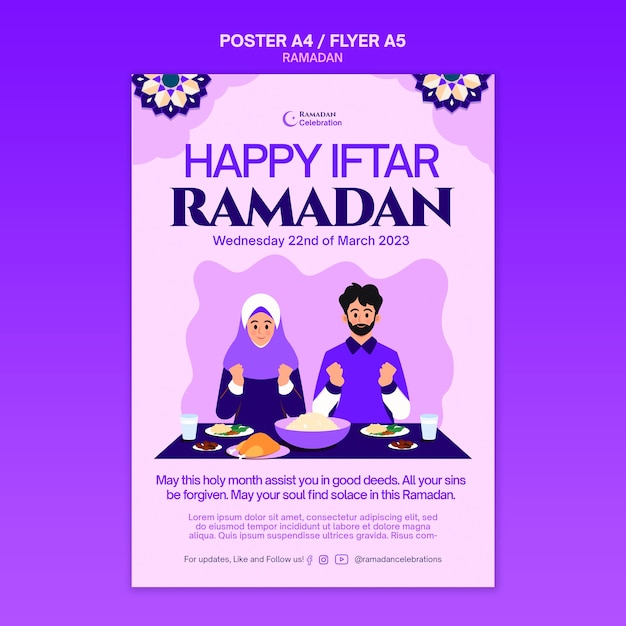 PSD gratuit modèle d'affiche de célébration du ramadan