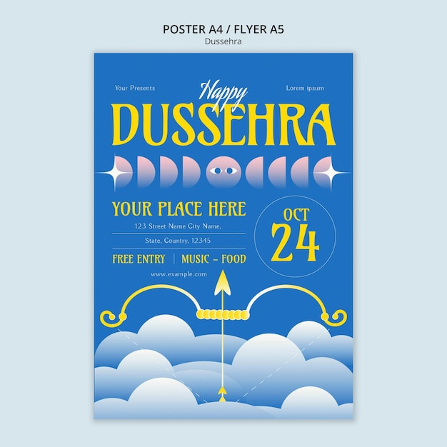 PSD gratuit modèle d'affiche de célébration de dussehra