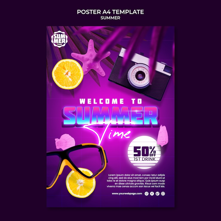 PSD gratuit modèle d'affiche de célébration de l'été