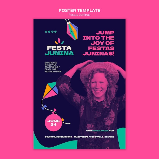 PSD gratuit modèle d'affiche de célébration festa junina