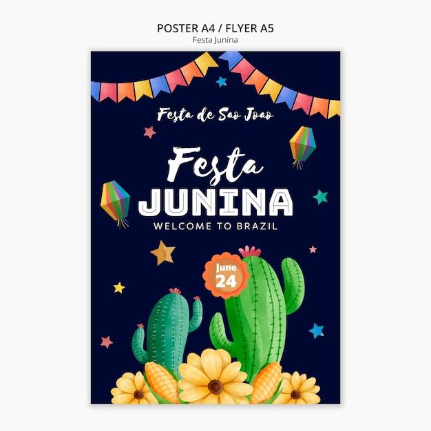 PSD gratuit modèle d'affiche de célébration de festas juninas