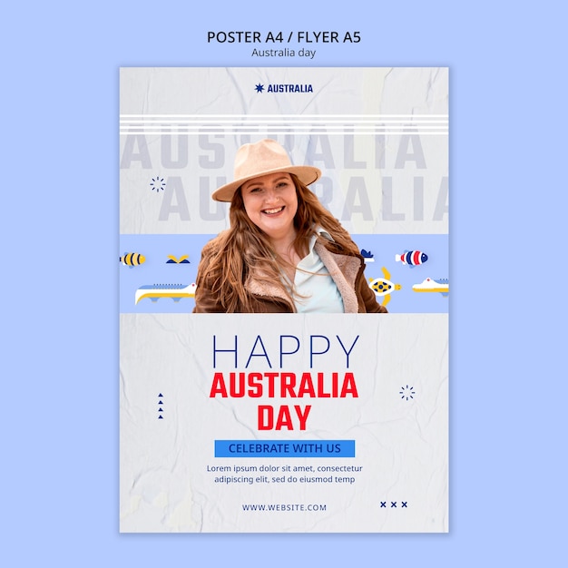 PSD gratuit modèle d'affiche de célébration de la fête de l'australie