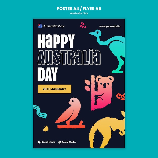 PSD gratuit modèle d'affiche de célébration de la fête de l'australie