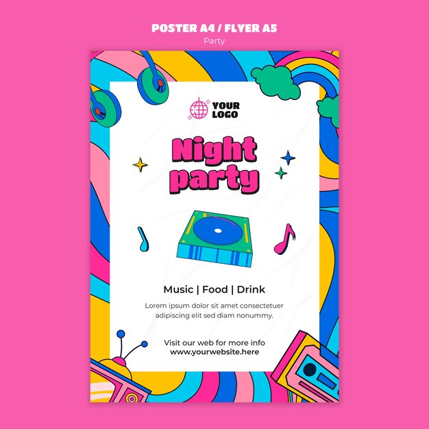 Modèle d'affiche de célébration de fête design plat