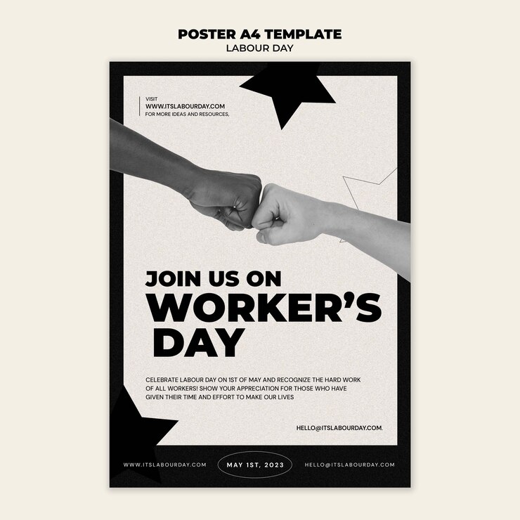 PSD gratuit modèle d'affiche de célébration de la fête du travail