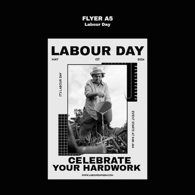PSD gratuit modèle d'affiche de célébration de la fête du travail