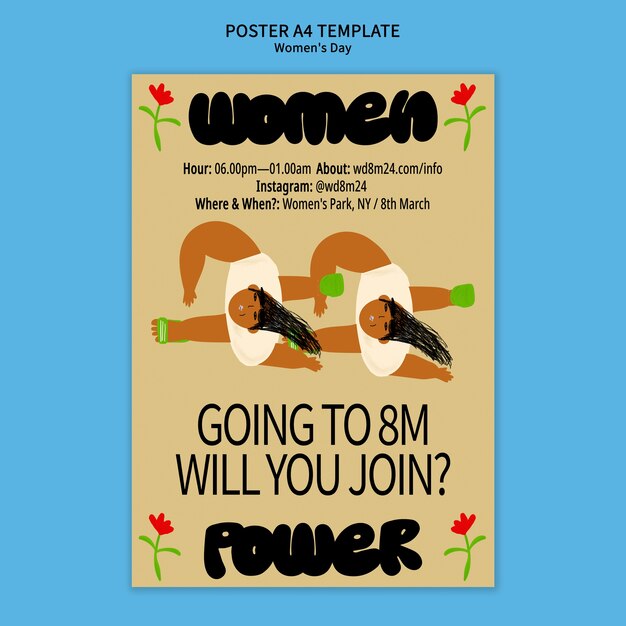 Modèle d'affiche de célébration de la fête de la femme