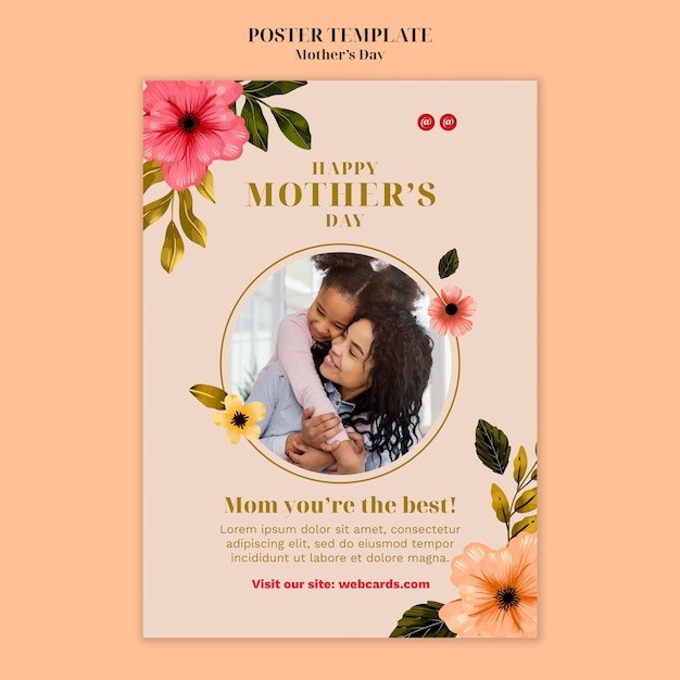 PSD gratuit modèle d'affiche de célébration de la fête des mères florale