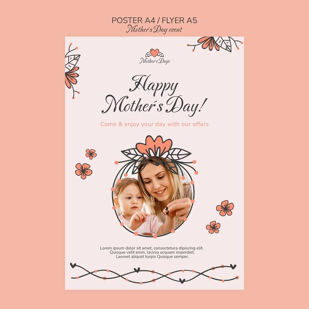 PSD gratuit modèle d'affiche de célébration de la fête des mères