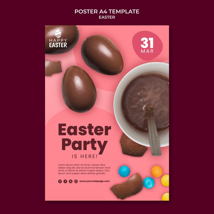 PSD gratuit modèle d'affiche de célébration de la fête de pâques