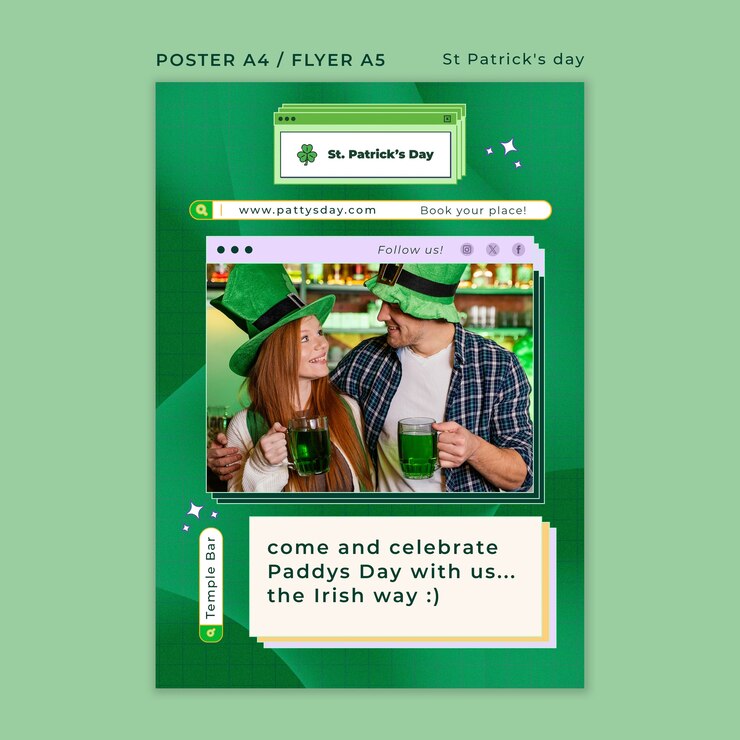 PSD gratuit modèle d'affiche de célébration de la fête de saint patrick