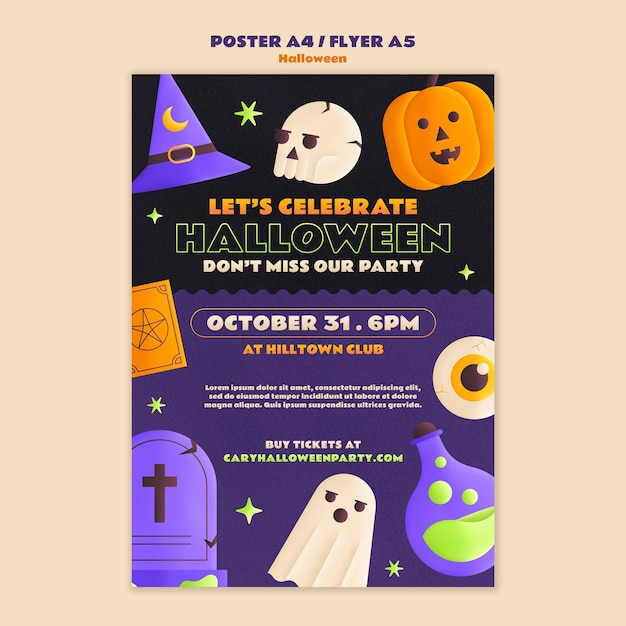 PSD gratuit modèle d'affiche de célébration d'halloween