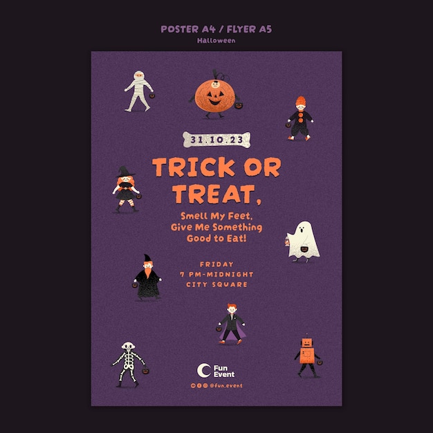 PSD gratuit modèle d'affiche de célébration d'halloween