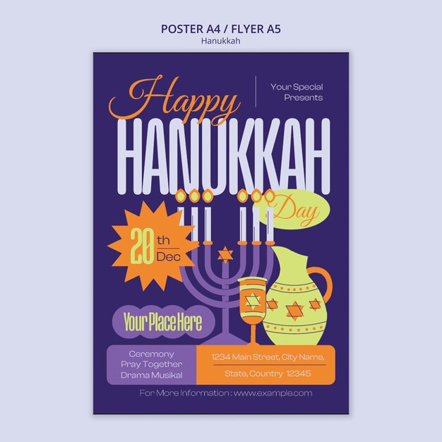 Modèle d'affiche de célébration de Hanoukka
