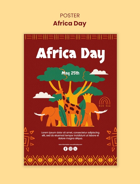 PSD gratuit modèle d'affiche de célébration de la journée de l'afrique