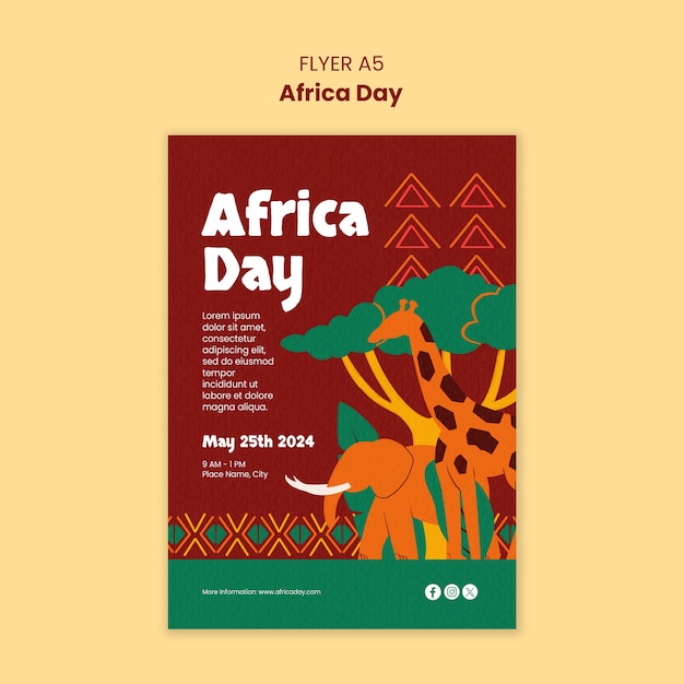 PSD gratuit modèle d'affiche de célébration de la journée de l'afrique