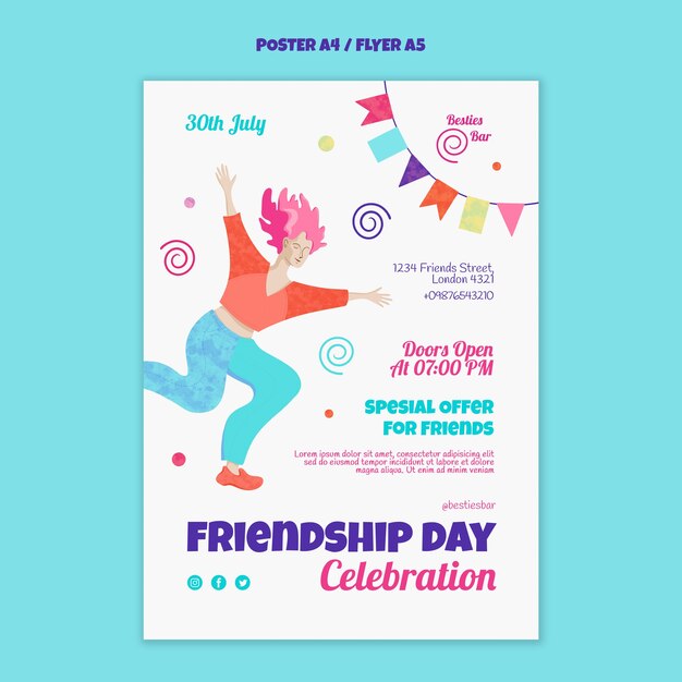 Modèle d'affiche de célébration de la journée de l'amitié