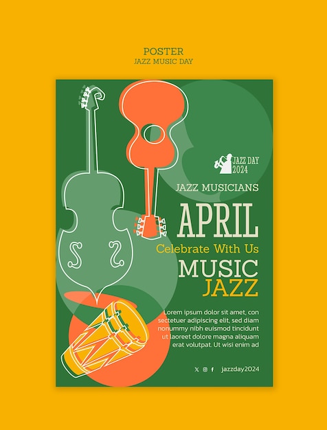 PSD gratuit modèle d'affiche de célébration de la journée du jazz