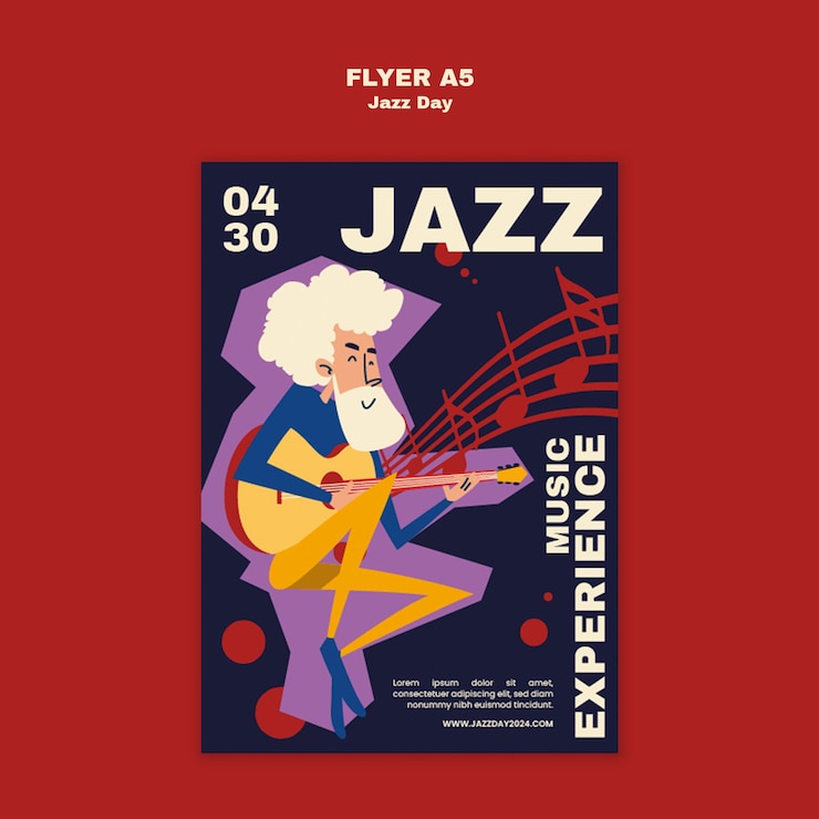 PSD gratuit modèle d'affiche de célébration de la journée du jazz