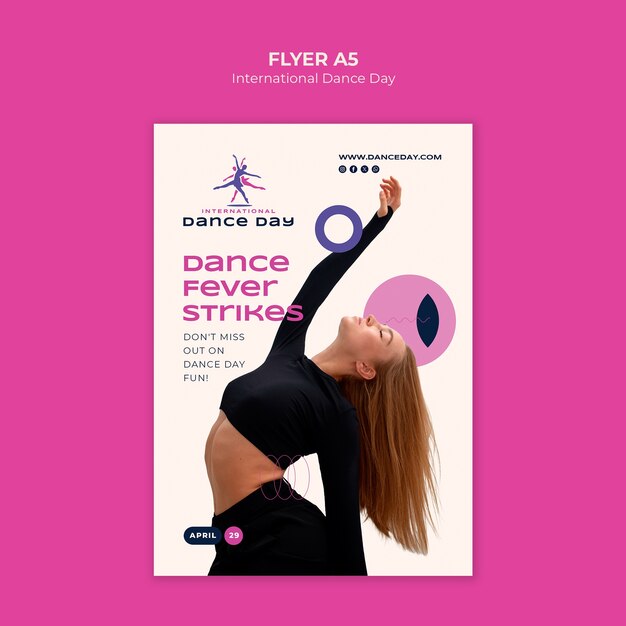 Modèle d'affiche de célébration de la journée internationale de la danse