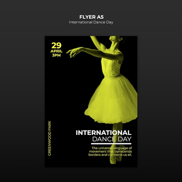 PSD gratuit modèle d'affiche de célébration de la journée internationale de la danse