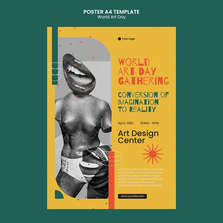 PSD gratuit modèle d'affiche de célébration de la journée mondiale de l'art