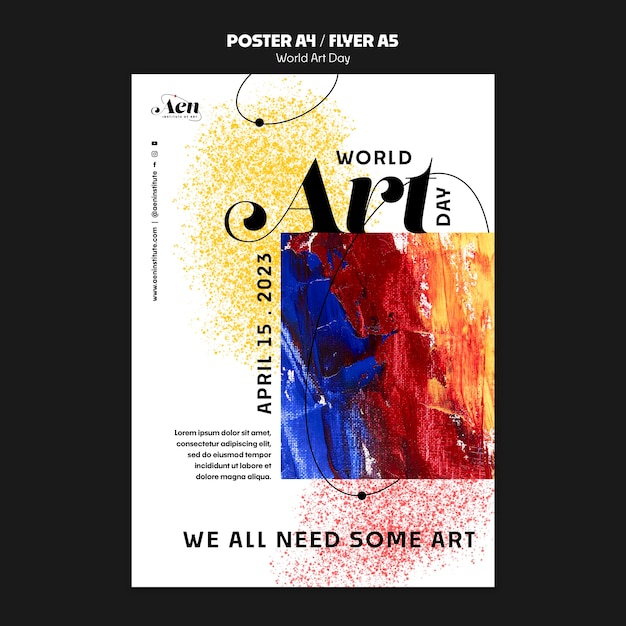 Modèle d'affiche de célébration de la journée mondiale de l'art