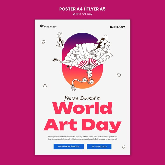 Modèle d'affiche de célébration de la journée mondiale de l'art